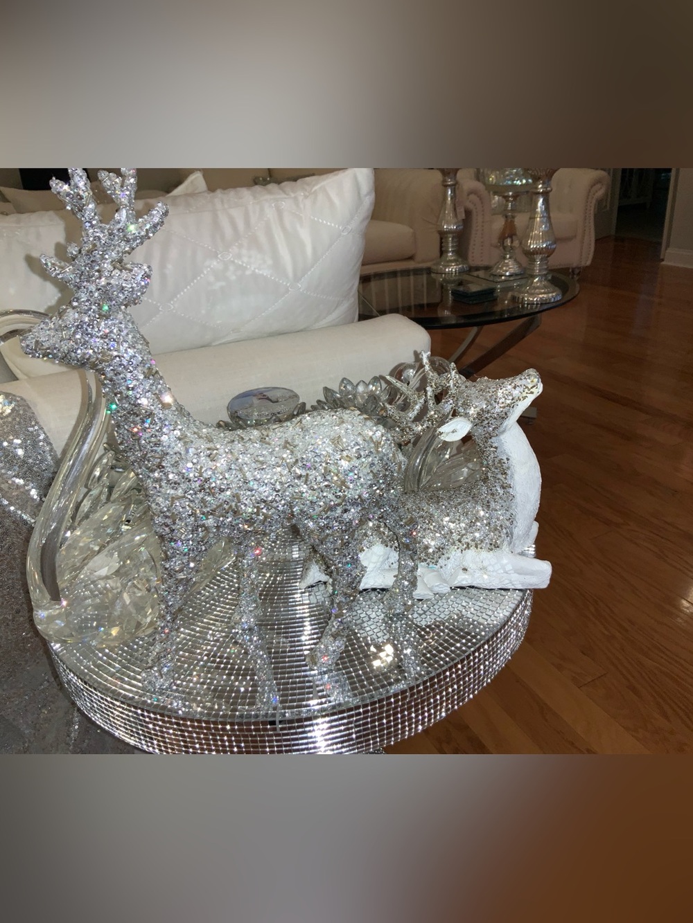 Glitter Silver Holiday Reindeer Figurine - Sparkling Home Holiday Decor two